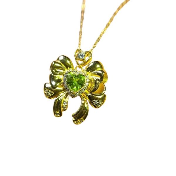 Unique Design Peridot Heart Shaped Pendant For Women.