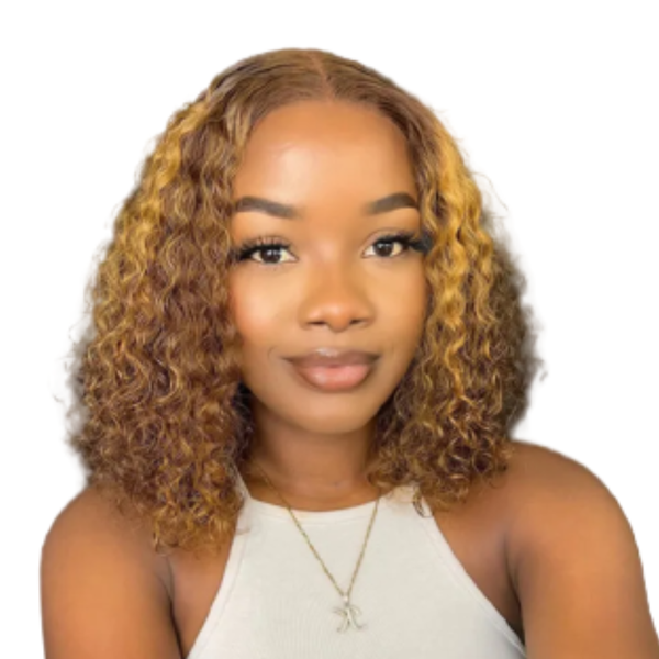 Full Frontal Highlight Brazilian Curly Wig,"12".