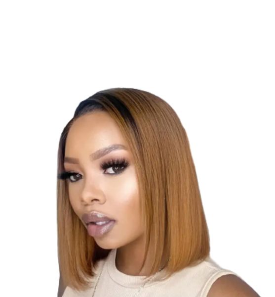 12 Inch Full Frontal Human Hair Brazilian Bob Two Tone Colour