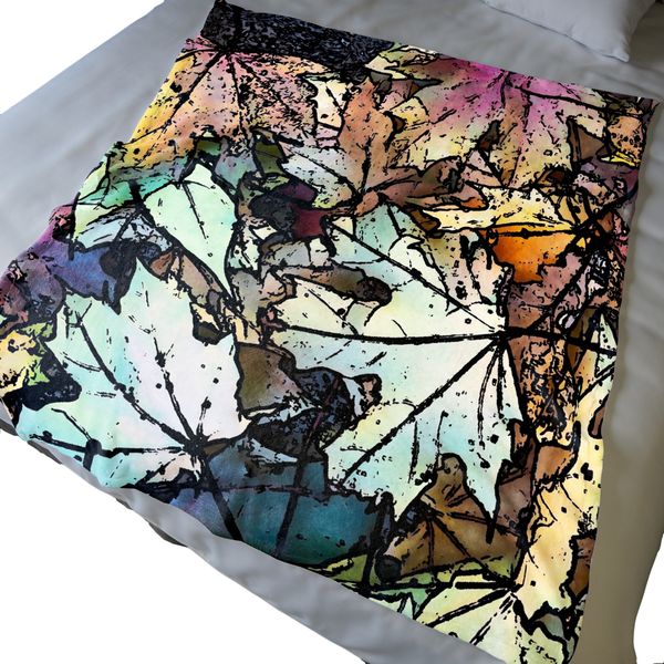 Rustic Forest Floor Leaves Light Weight Fleece Blanket
