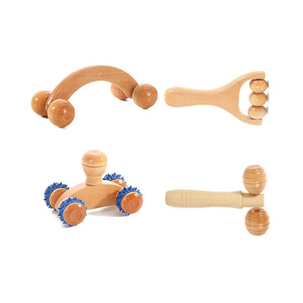 4pc Anti-cellulite Wooden Massage Full-Body Multi-Effect Massage Roller