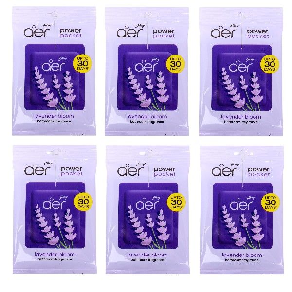 6 x 10g Godrej Aer Lavender Bloom Power Pocket Hanging Air Freshener Sheets