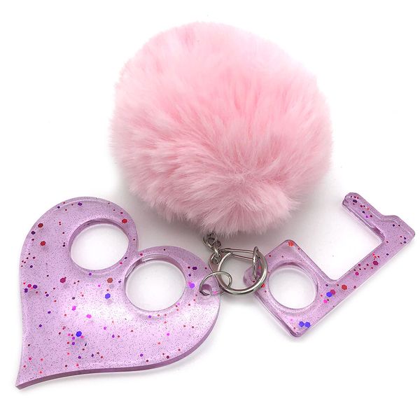 Fierce &amp; Foxy Self Defense Key chain with POM POM &amp; No Touch DoorOpener