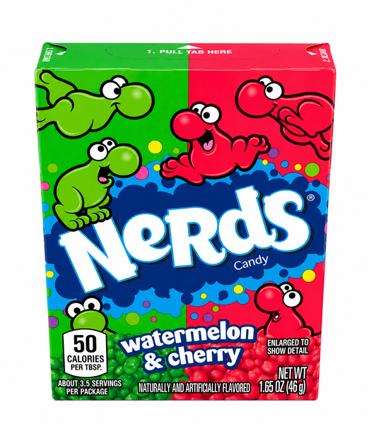 Nerds Watermelon &amp; Cherry Candy Box - Crunchy Sweet &amp; Tangy Candy 46g