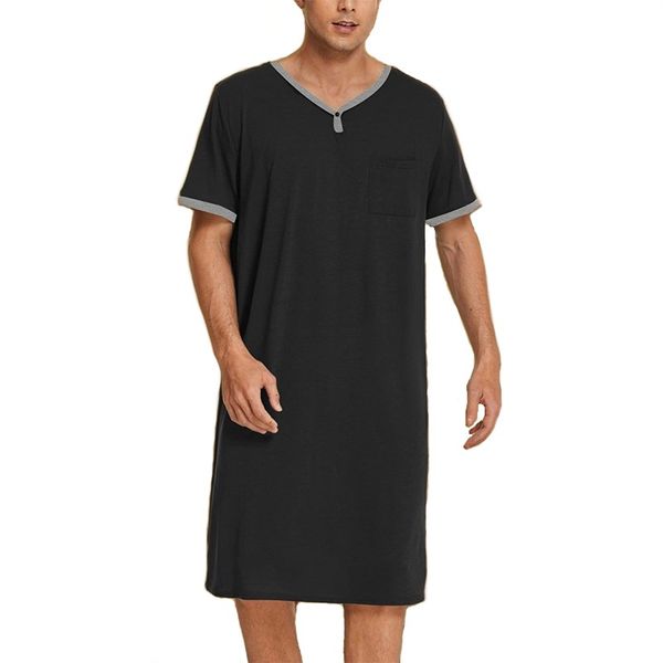 Men's Nightshirt Sleepwear Ultra-Comfy Short Sleeve Henley Pajama Top
