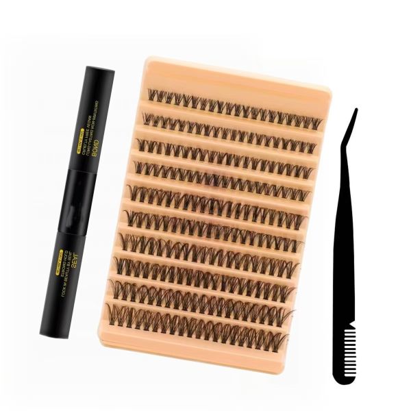 DIY 200Piece Slender Eyelash Cluster, 8-16mm Eyelash Three Piece Set