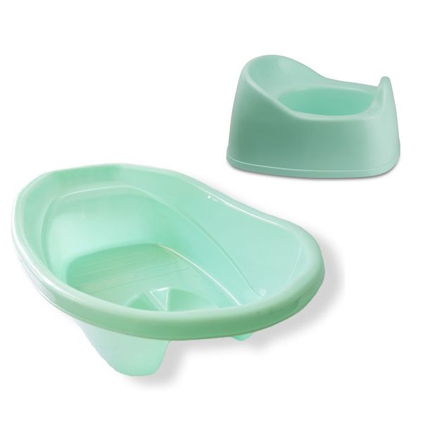 Baby Bath Tub &amp; Potty Seat Combo Set - BPA Free Plastic (Soft Green)