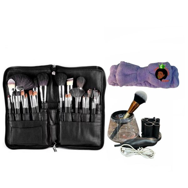 24 Professional Waist Makeup Brushes, Brushes Cleaner &amp; a Makeup Band
