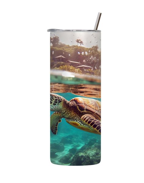 Turtle_8 20 Oz Tumbler with Lid Straw Trendy Ocean Graphic Sea Life Gift172