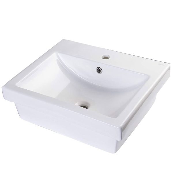 Eago Top Mount Ceramic Bathroom Basin Porcelain Rectangular 55cm Sink BA134
