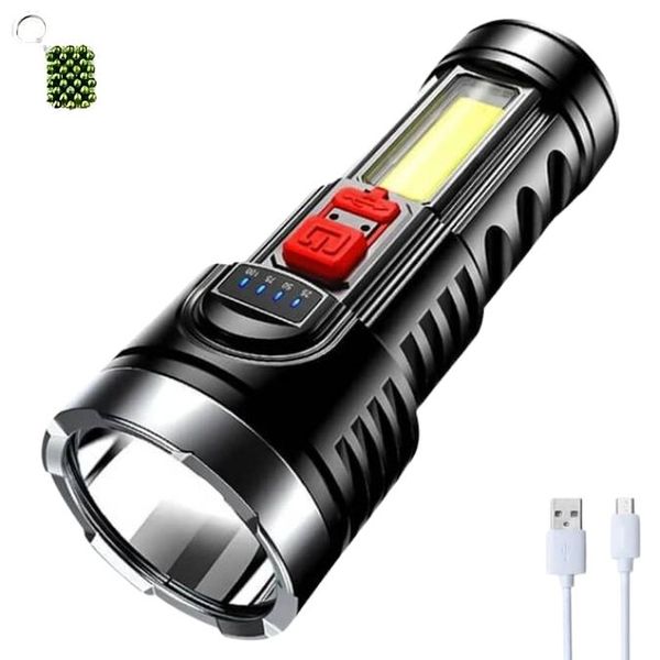 High Power LED USB Charging COB Waterproof Flashlight And A Keyholder