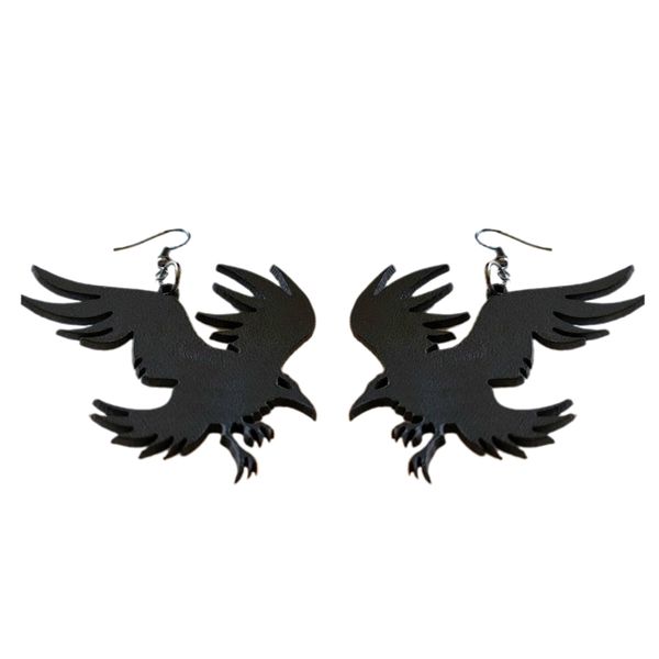 Black Crow Drop Earrings Black Bird Dangle Earrings