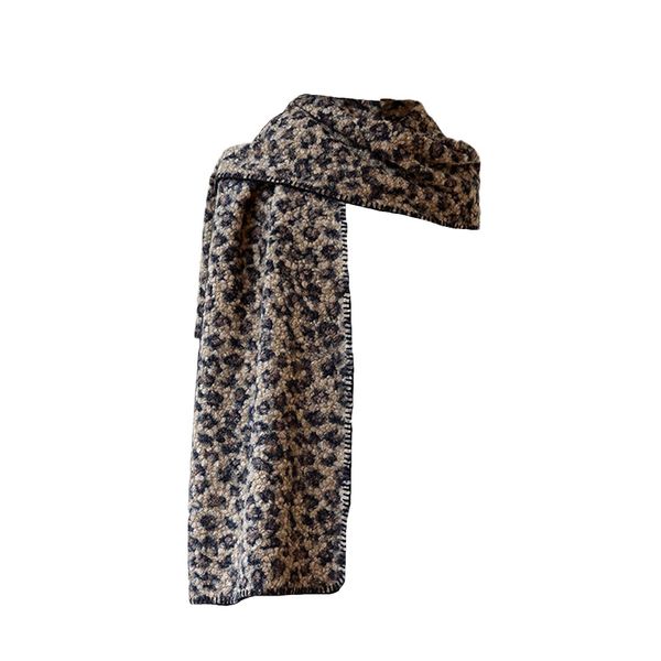Fashion retro women's wool roll leopard print double-sided printed scarf