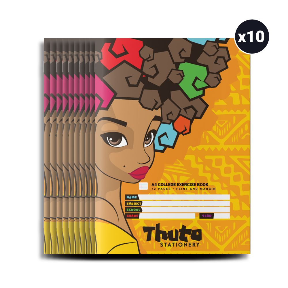 Thuto A4 72 Pages Feint & Margin Exercise Books (Pack Of 10) Soul