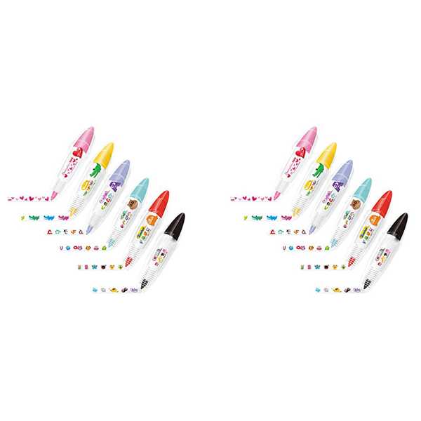 6Pcs Diy Cute Animals Press Type Decorative Pen