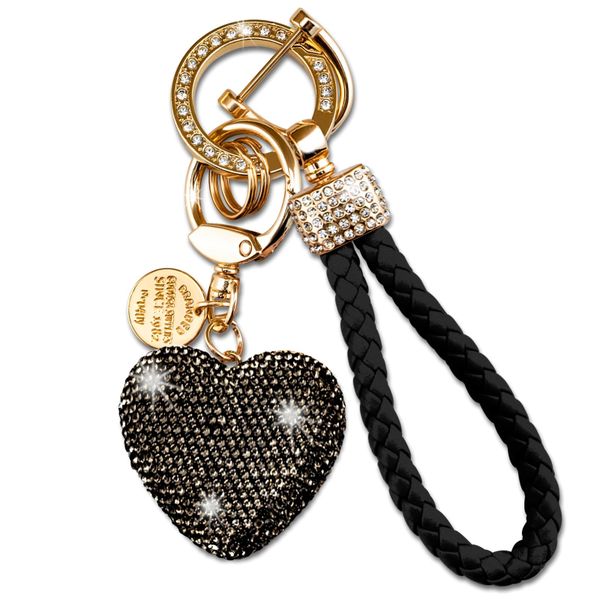 Heart-Shaped Clay Keychain with Rhinestones - Stylish Bag Charm
