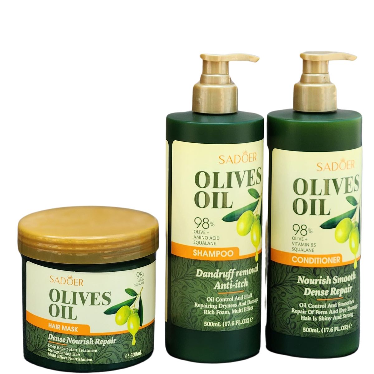 Sadoer Olive Oil Hair Mask, Shampoo, Conditioner Combo