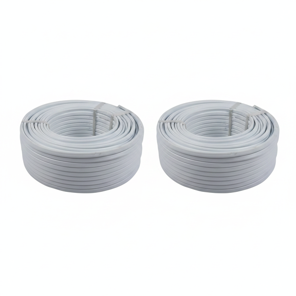 Flat 2 Core + Earth Electrical Cable 20m 1.5mm White - 2 Pack