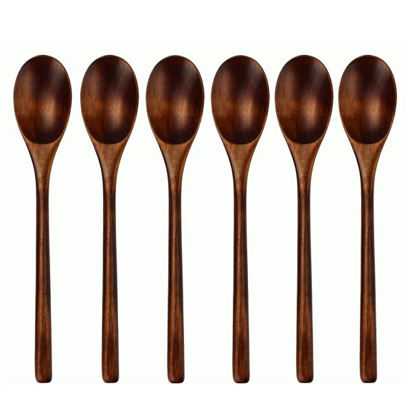 6 Pcs Japanese Wooden Spoons: Eating, Cooking, Stirring for Honey, Tea