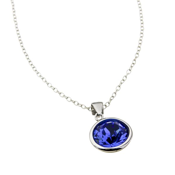 10mm Round Sapphire Swarovski Necklace