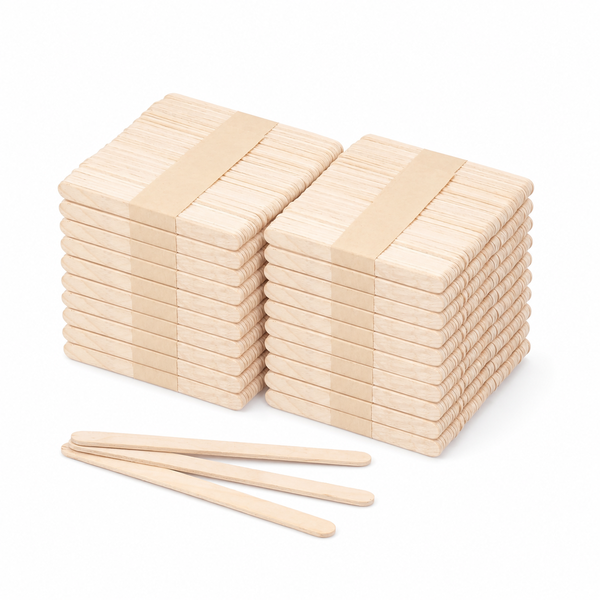 500 Wooden Craft Ice Cream Lollipop Sticks - Natural Wood or Multi-Coloured