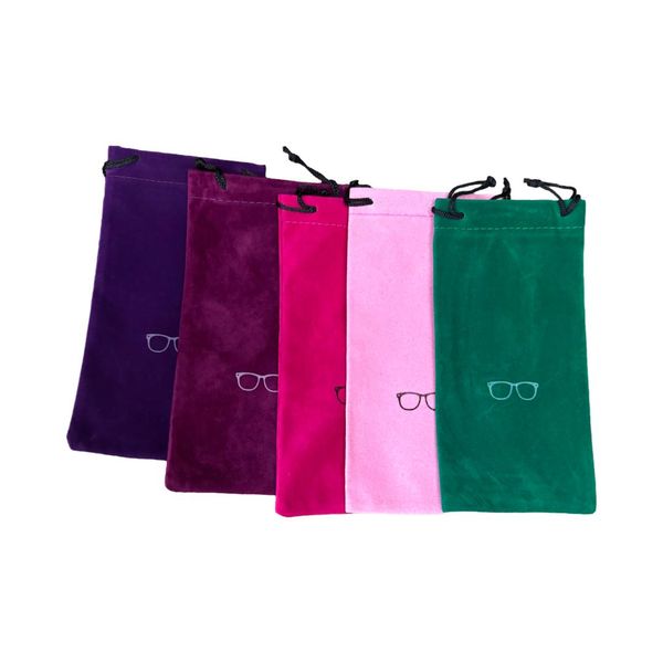 Pack of 5 Soft Velvet Eyeglasses Pouches - 18x9 cm