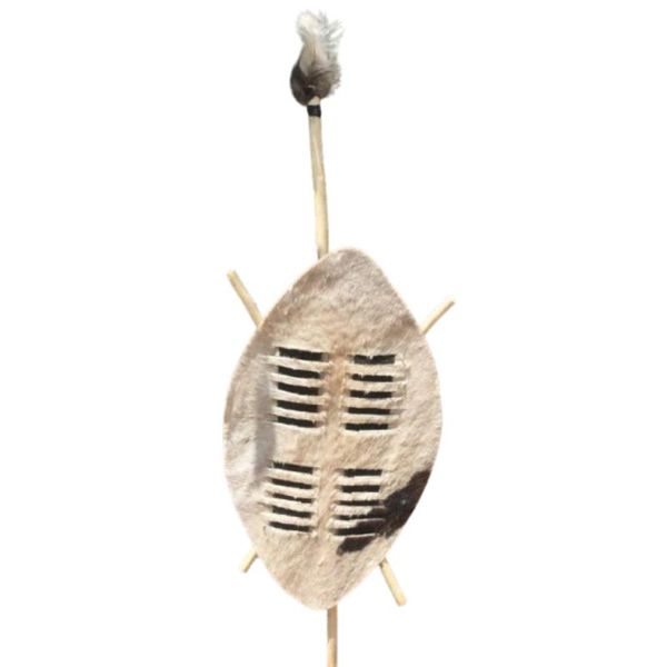 Zulu Warrior Shield Cowhide Floor Mount Egg 70cm Sculptures
