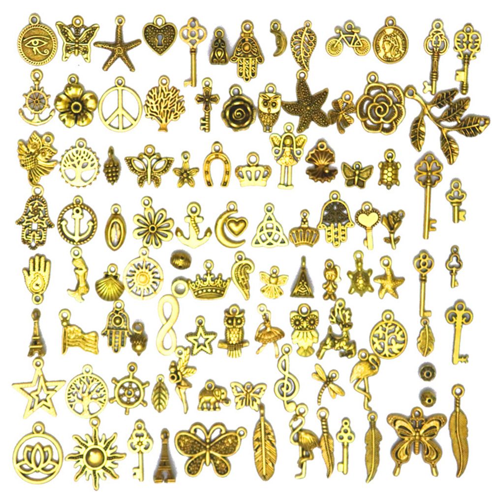 Fashion Craft 100 Piece Antique Jewellery Making Pendant Charms Jumbo