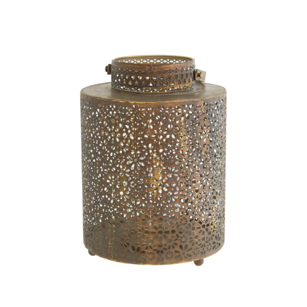 Decorative Flower Motif Candle Lantern w/Handle-28cm