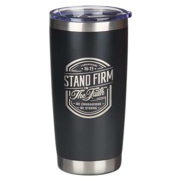 Stainless Steel Travel Mug - Stand Firm in the Faith, Black