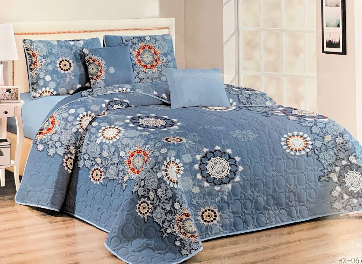 Bedspread Set Queen 5 Piece Microfiber Blue Fungus | Shop Today. Get it ...