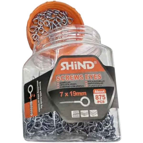 Shind 7 x 19mm Silver Screw Eyes - 875pcs, Compact and Reliable