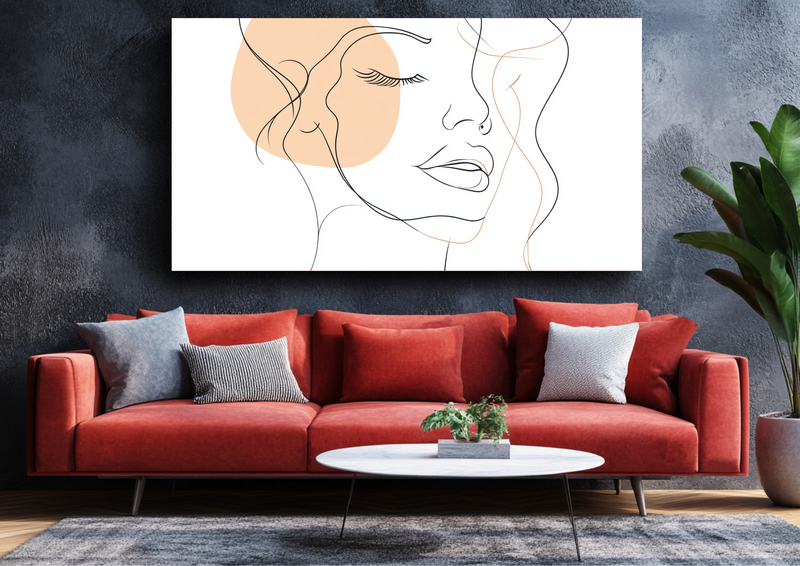 Canvas Wall Art - Minimalist Line Art Face - BX0285