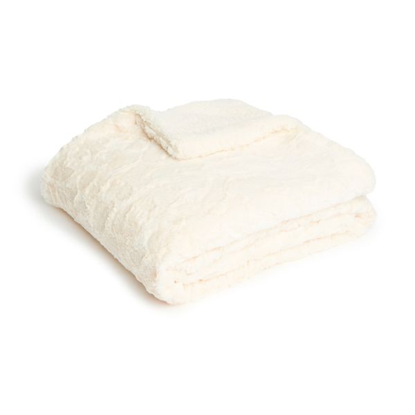 George &amp; Mason - Sherpa Lined Fleece Blanket 180cm x 200cm - Cream