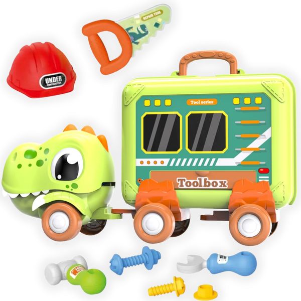Dino World Dinosaur Truck - Tool Box Toy Set - Toys for Boys - 23 piece