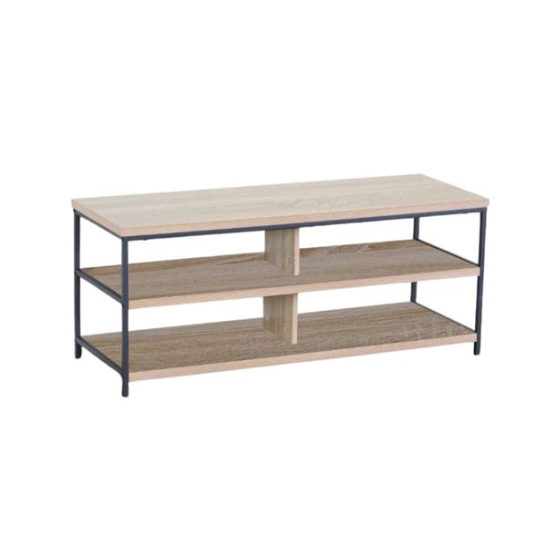 Bragg Essential 1.1m TV Stand with Storage Shelves, Oak &amp; Black