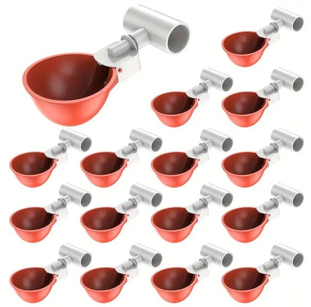 Smooth Automatic Poultry Drinking Cups with Leak-Proof T-Connectors -16 Pcs