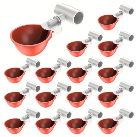 Smooth Automatic Poultry Drinking Cups with Leak-Proof T-Connectors -16 Pcs Image