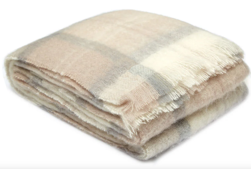 Ingubo Mohair Wool Checkered Blanket Throw - 180x130cm