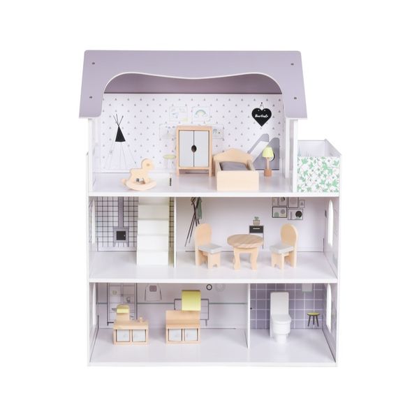 Dollhouse Mini For Small Figurines Includes Furniture White