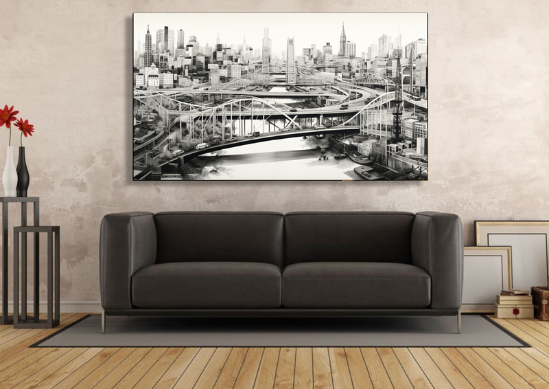 Canvas Wall Art - Monochrome Metropolis - HC1283