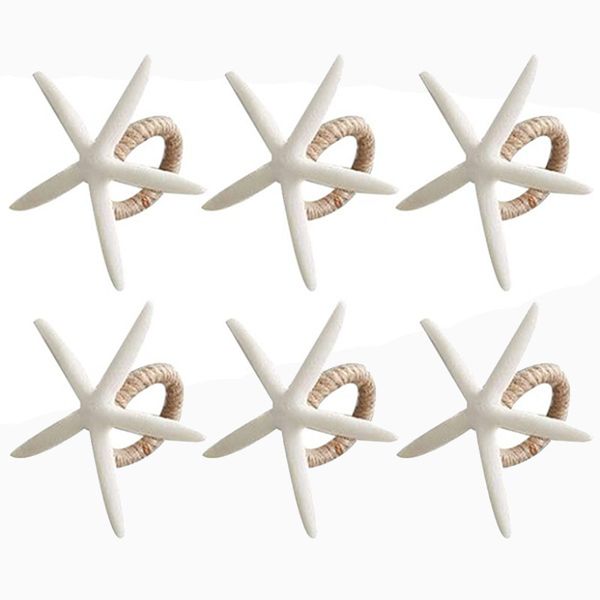 Napkin Rings,Sea Star Napkin Ring for Starfish Serviette Tables- 6 Piece