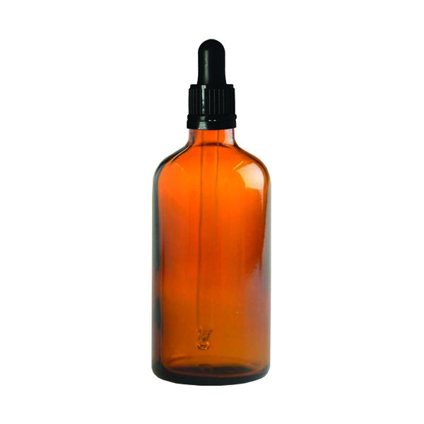20 x 100ml Amber Glass Dropper Bottle With Black Pipette