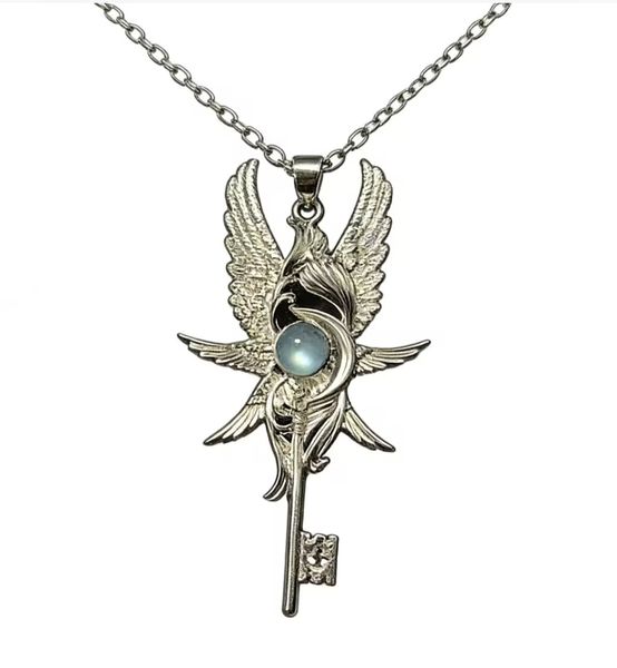 Vintage God Bird Grey Moonlight Wand Necklace