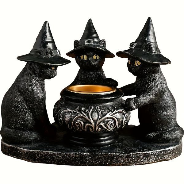 Three Black Cat Resin Aroma Diffusers - Handmade Unique Home Decor