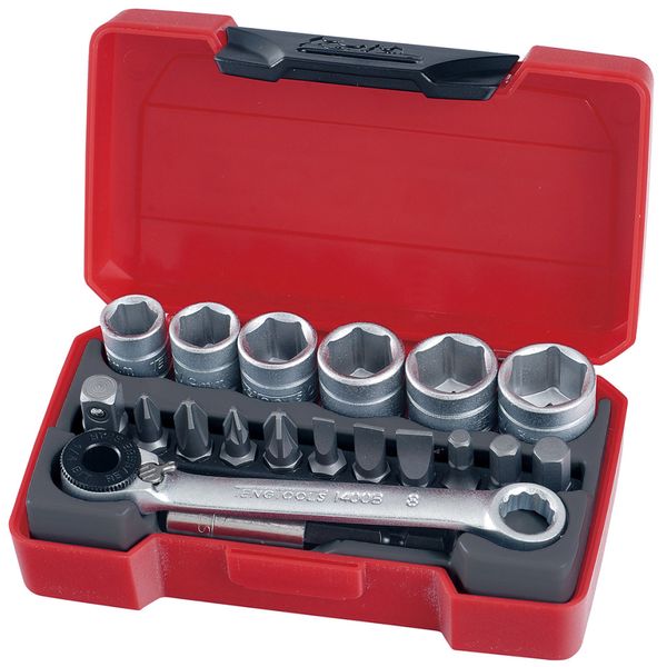 TengTools 1/4â Drive Mini Socket Set T1419, 19 pieces