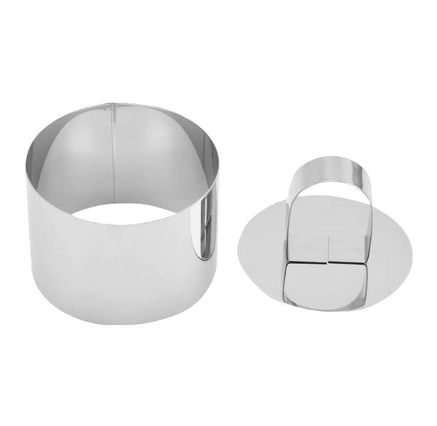 2 Pieces Stainless Steel Cake Ring Set with Lids, 8cm Round Mousse Molds