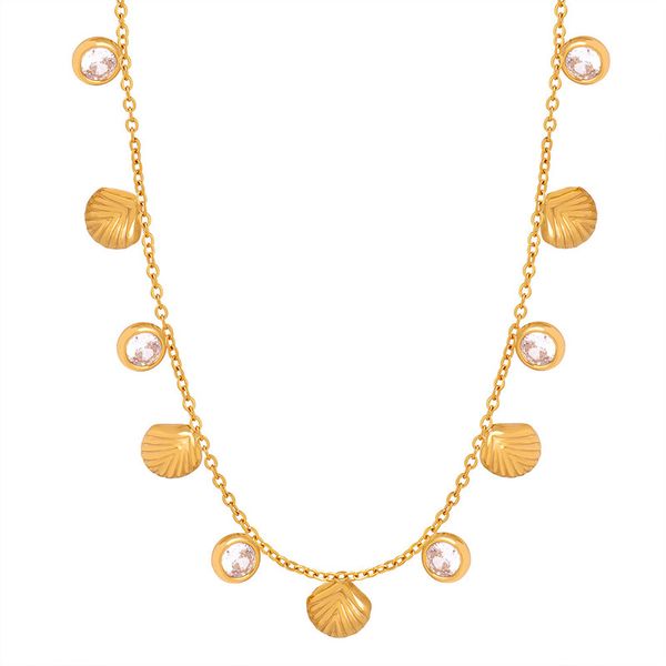 P366 Gold Shell Pendant Titanium Steel Women's Necklace