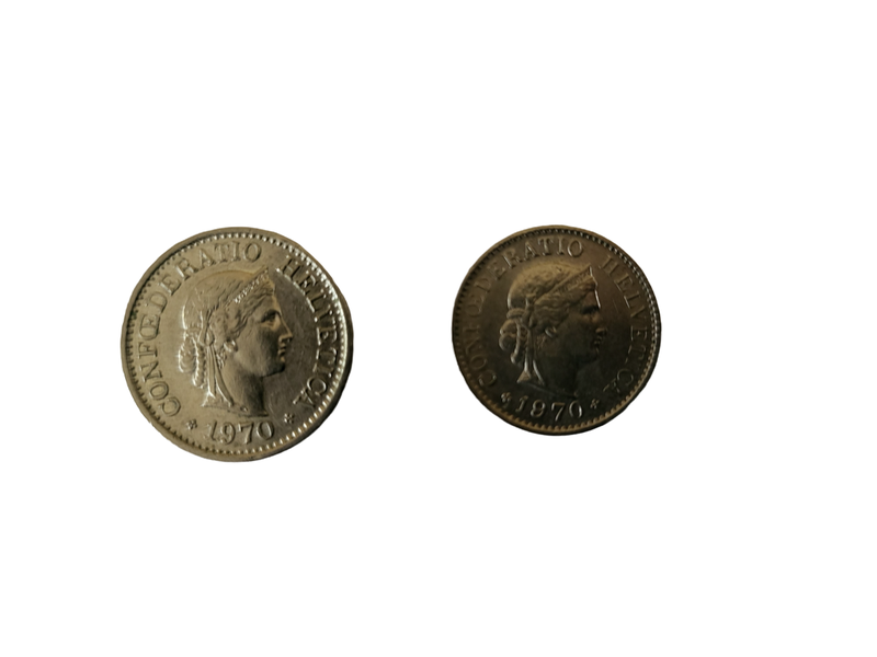 1970 Switzerland 2 Coins Set 5 Rappen and 10 Rappen Unc Set
