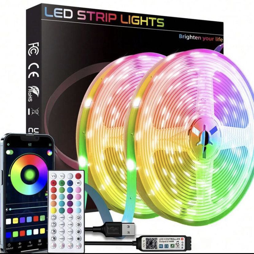 20m Smart RGB LED Strip Lights Controlled by Mobile App & Remote